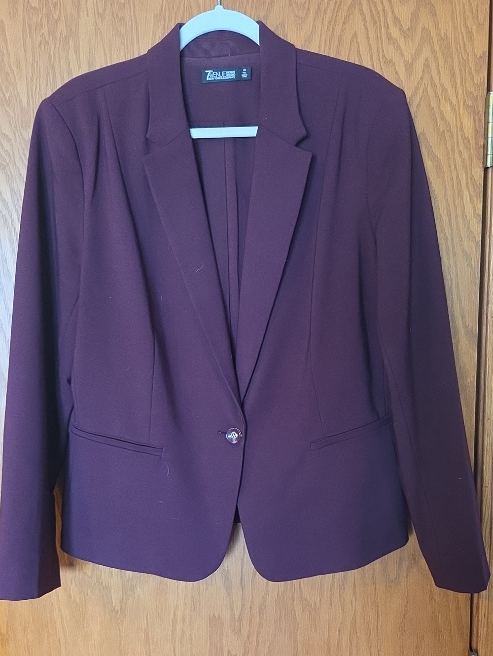 New York & Co 7th Avenue Design Study Women's Burgundy Single-Button Suit Jacket